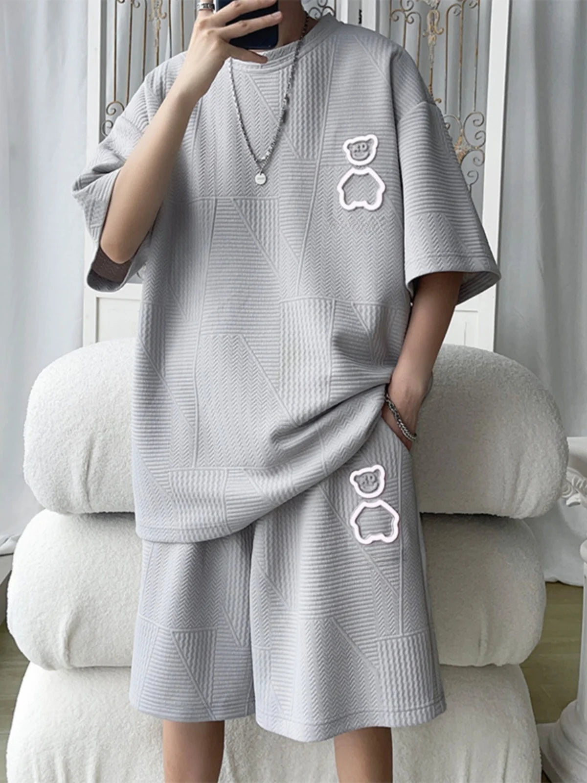 Casual Sportswear Set for Men Short Sleeve