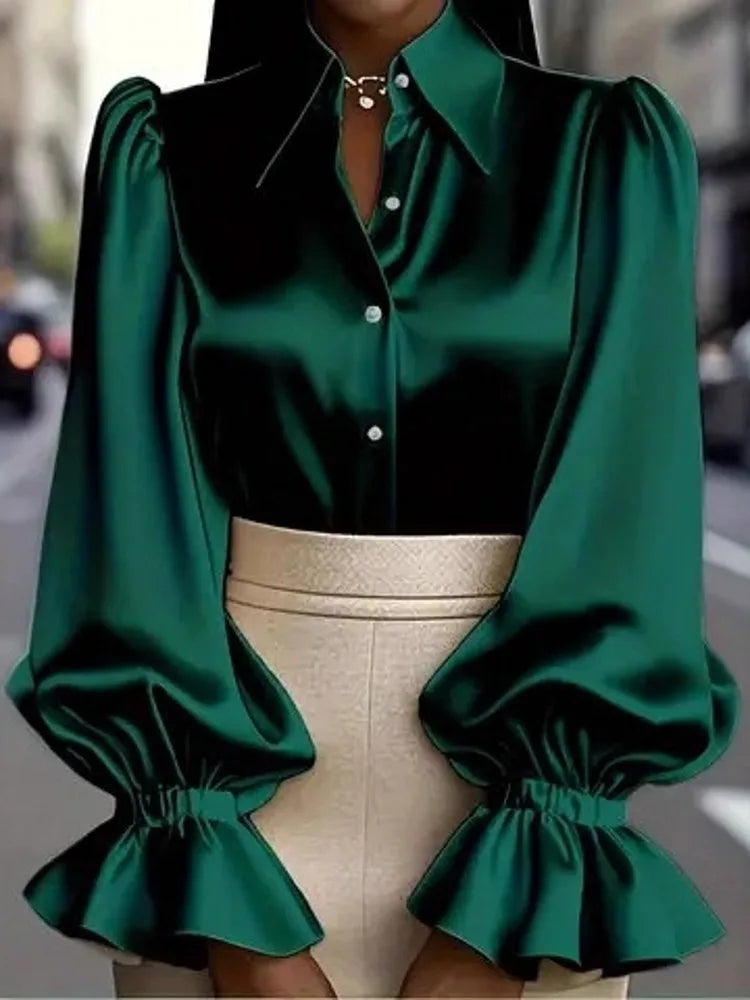 Long Sleeve Blouse Office Elegant Work Shirt