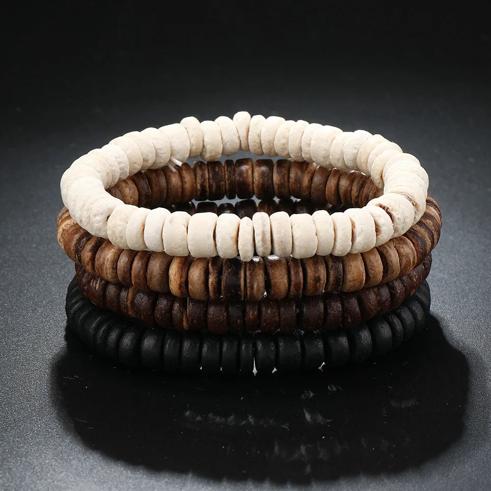 Wooden Bracelets For Men Beaded Multilayer Wooden Bead Jewelry