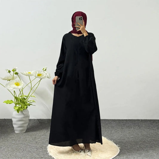 Modest Dress Muslim Ramadan Full Sleeve Printed Floral Casual Robe