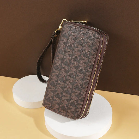 Long Wallets for Women, Double Zipper Clutches, Purse with Big Letter