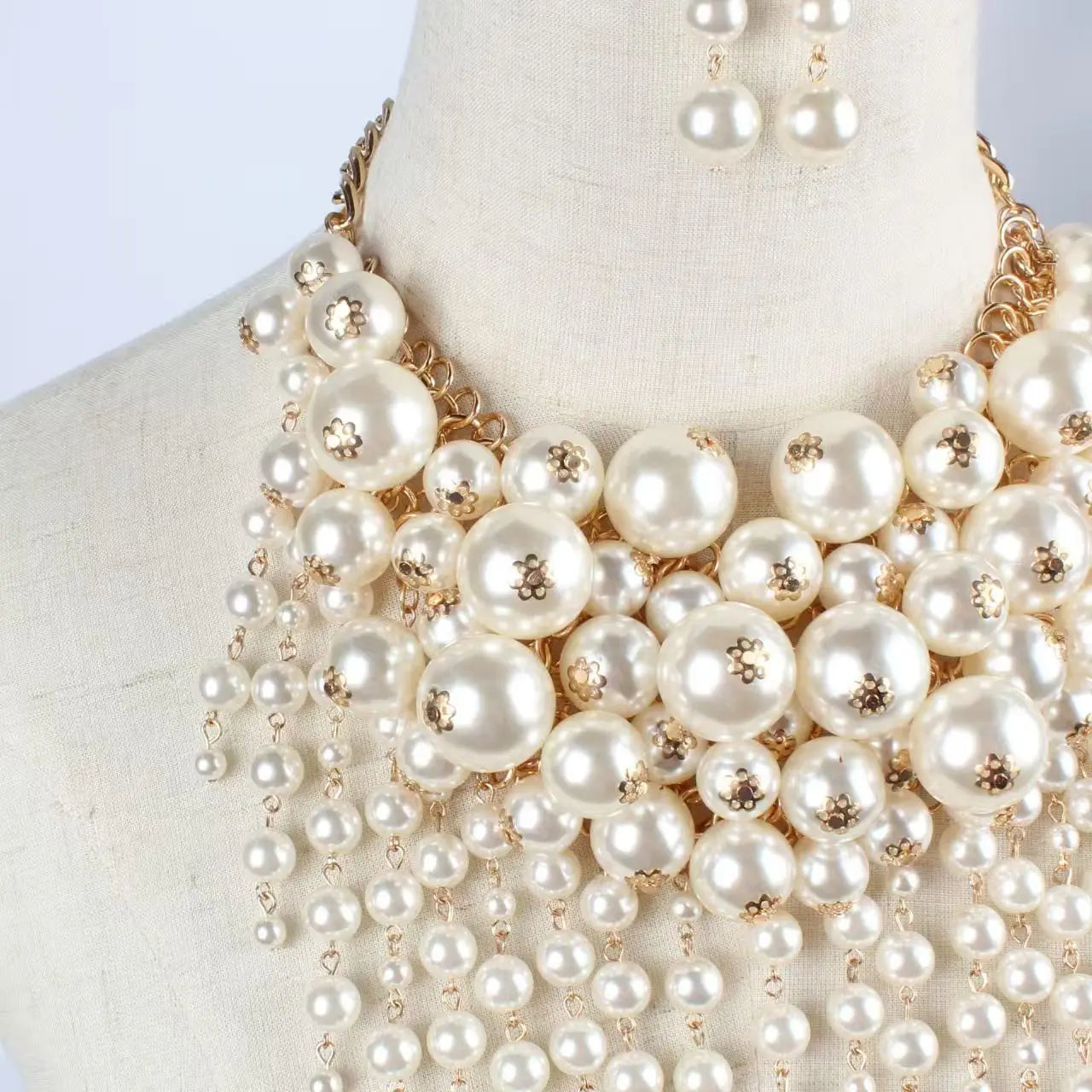 ACRYLIC pearl round necklace earrings tassel wedding women's jewelry