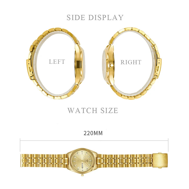 Women's Watch Quartz  Stainless Steel Gold Time Date Waterproof Wristwatch