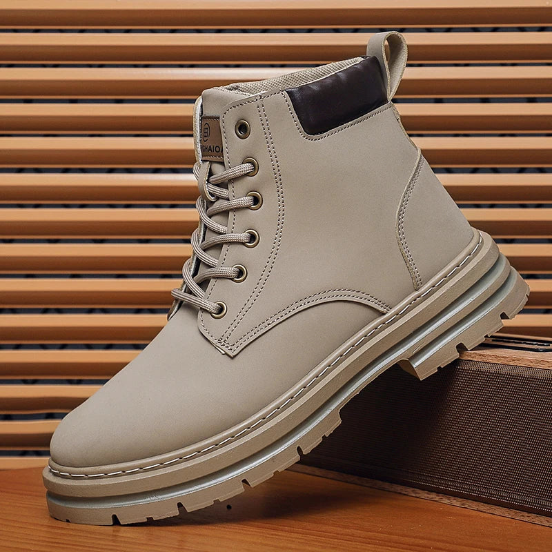 Men's Boots, Retro English-style Dark Brown Boots, Men's High-top Casual Sneakers