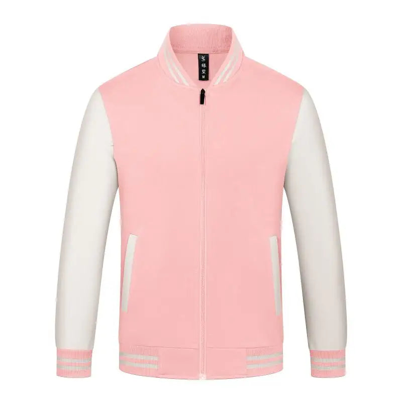 Unisex Varsity Team Baseball Jacket Men And Women Sports Zipper Bomber Coat
