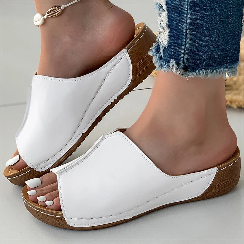 Women's Sandals  Soft Heels Low Platform Slippers