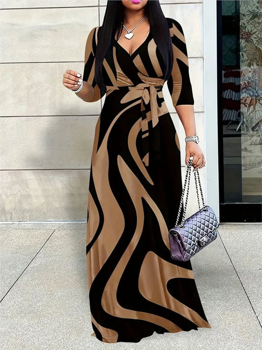 Casual Sexy Deep V Neck Lace-Up Loose Dresses Robe Femme