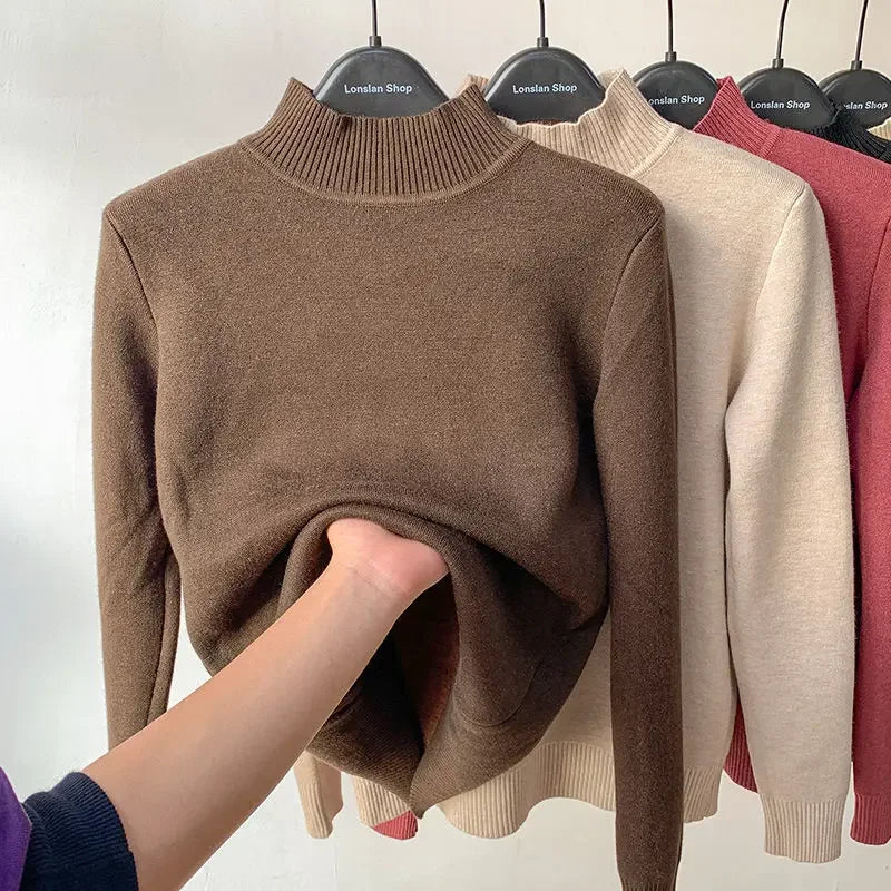 Women's Sweater New Fleece Half Turtleneck Collar Bottoming Shirt