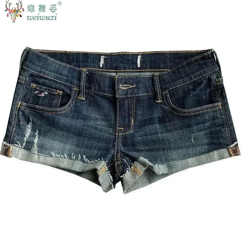 Jeans for Women Low Rise Curled Denim Shorts