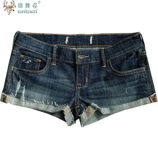 Jeans for Women Low Rise Curled Denim Shorts