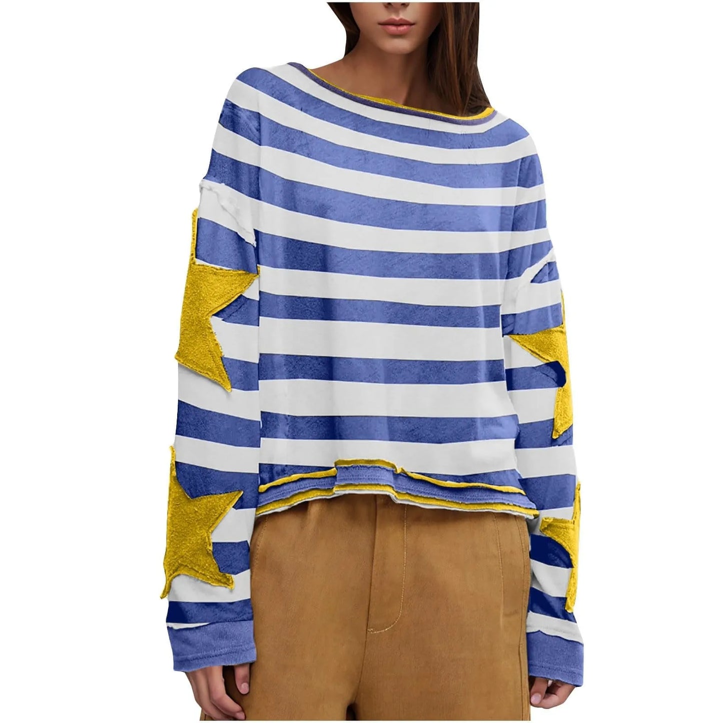 Women's Oversized Sweatshirt Graphic Sweater Long Sleeve Round Shirt Tops