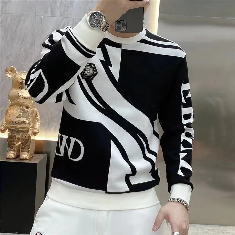 Men Sweatshirt Round Neck Long Sleeve