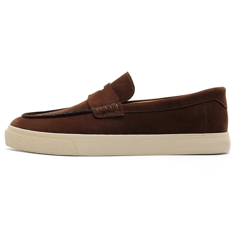 New Suede Leather Mens Loafers Cowhide Slip On Flats