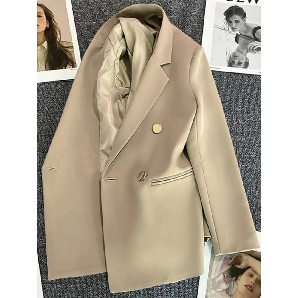 Women Suit Blazer  Blazer Luxury Double Breasted Jacket Solid Ladies Tops Clothes