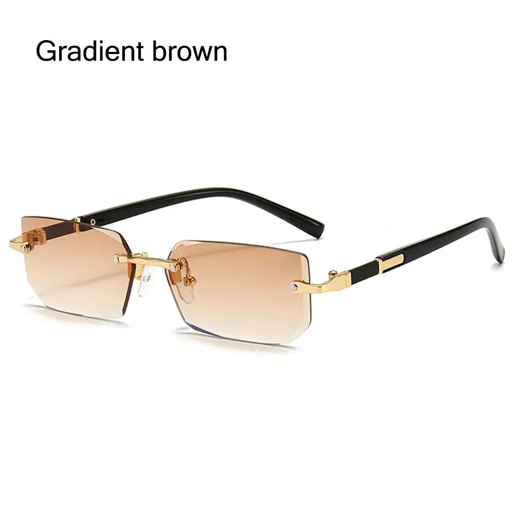 Rimless Sunglasses for Men Women Fashion Frameless Rectangle Sun Glasses