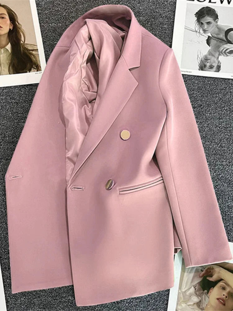 Women Suit Blazer  Blazer Luxury Double Breasted Jacket Solid Ladies Tops Clothes