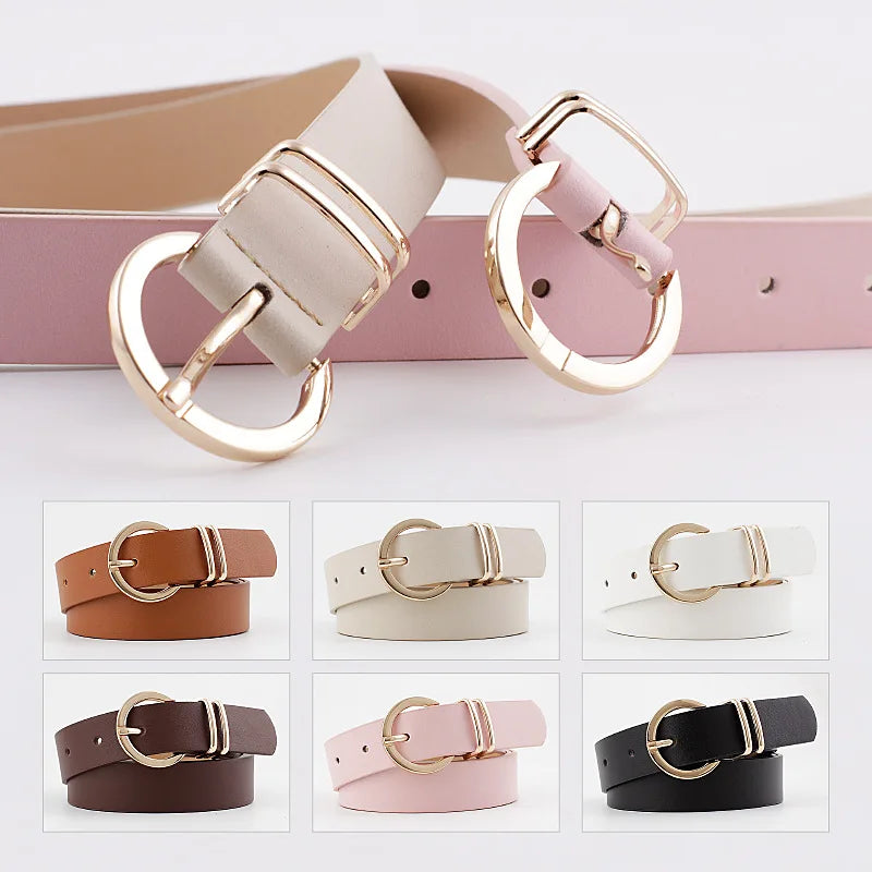 Women Belt Stylish Metal Buckle Belts Minimalist Dress