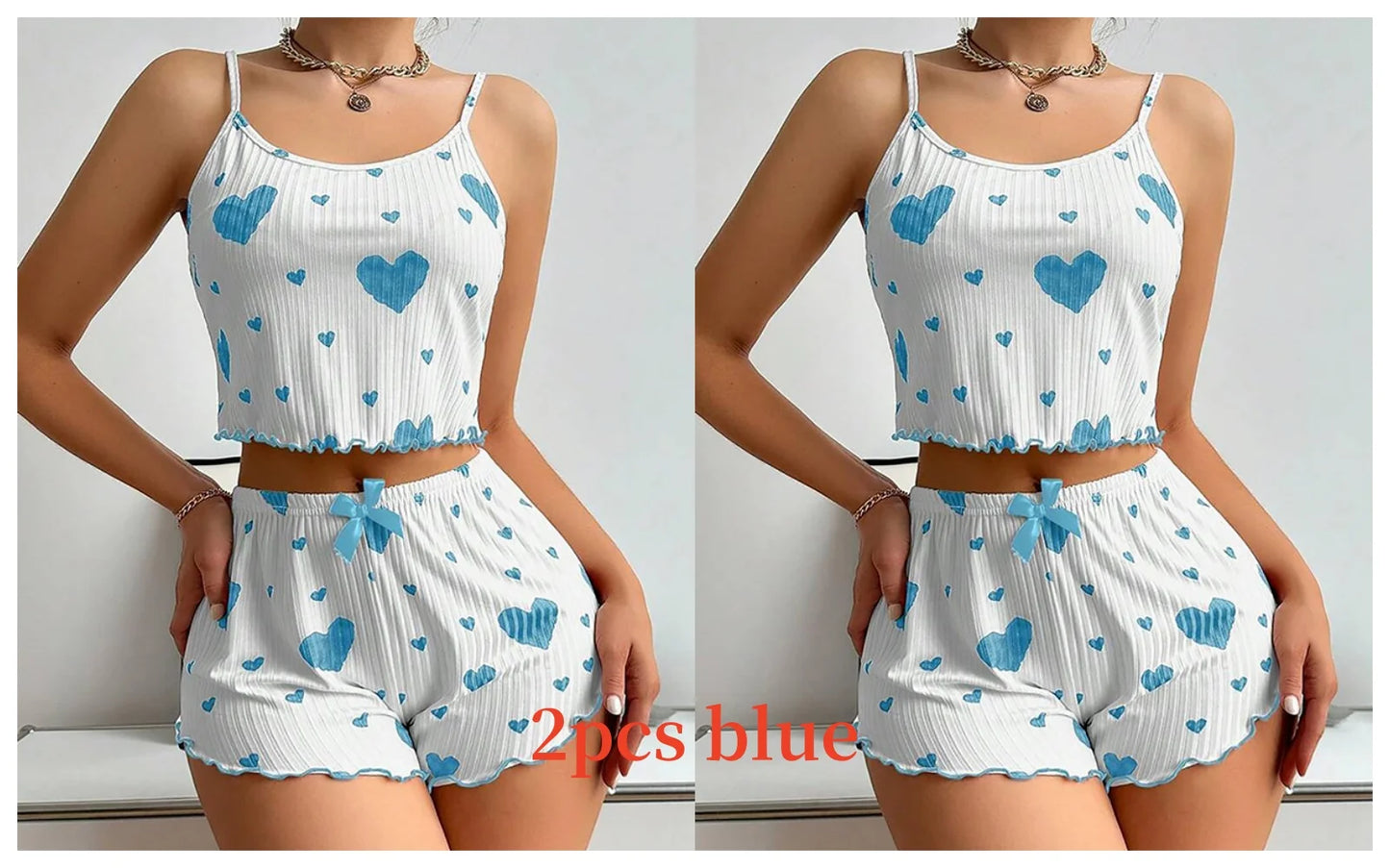Women's Pajamas Set Sleepwear 2 PCS Short Tank Tops And Shorts