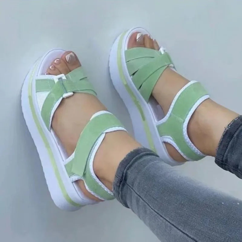 Mix Color Wedges Heels Sandals Summer  Shoes