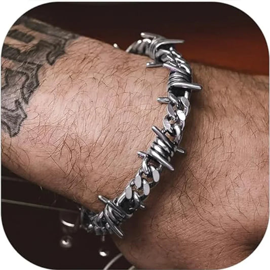 Barbed Wire Chain Bracelets for Men Women Stainless Steel