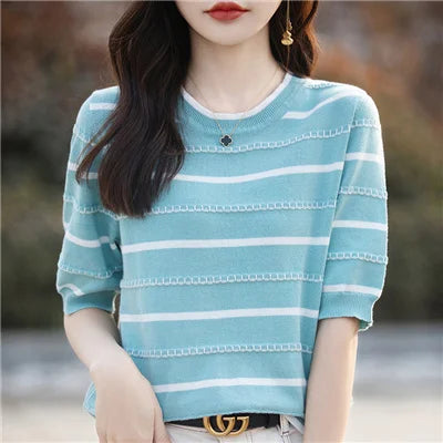 Women's T-Shirt Summer 100% Cotton Sweater
