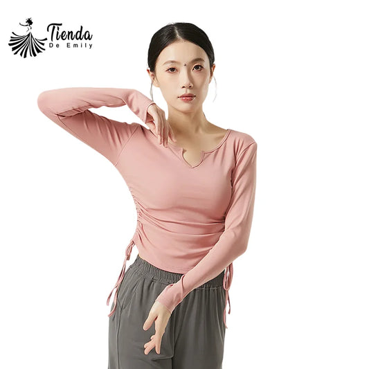 White Blouse for Dancing Women Long Sleeve Shirt