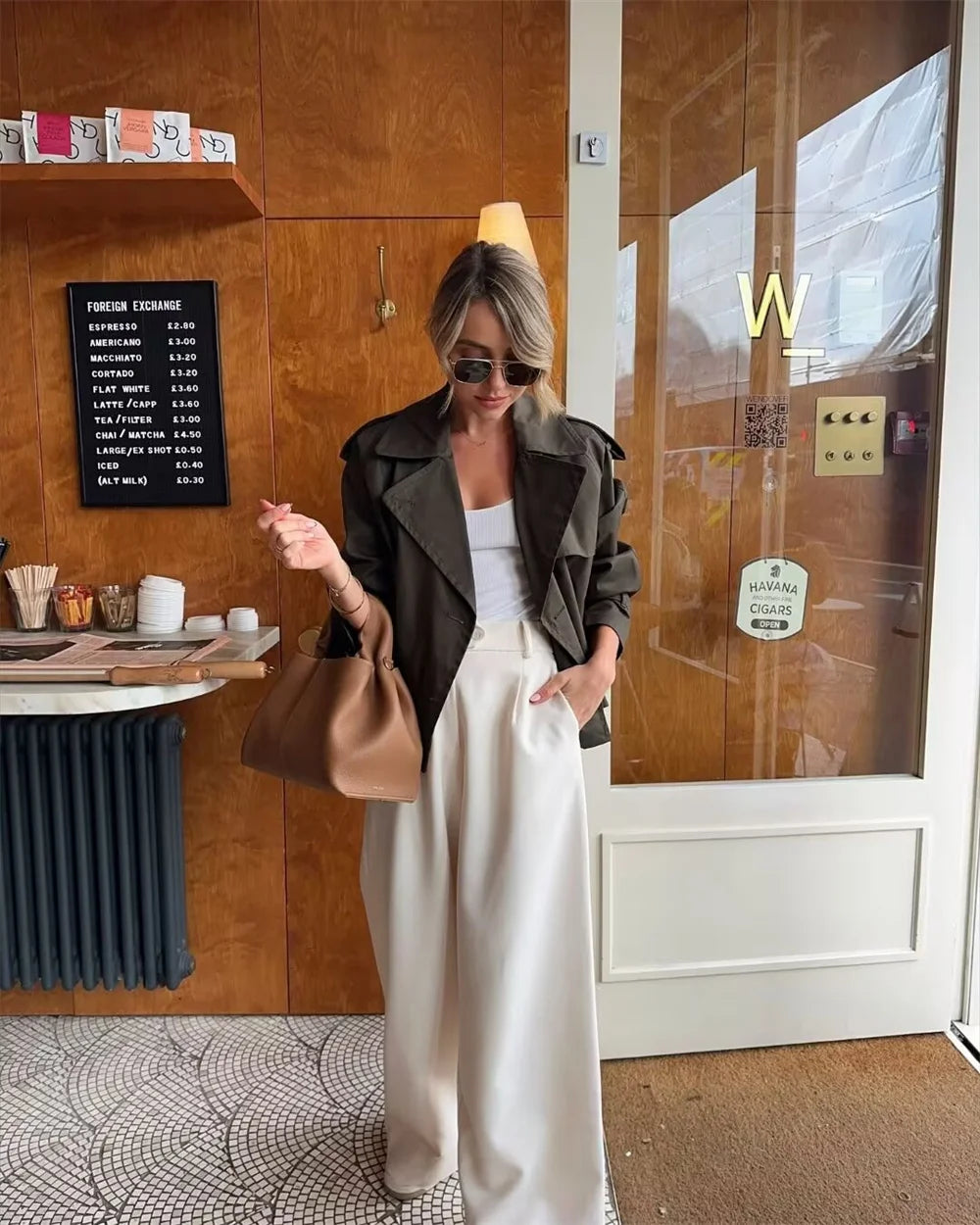 Ladies Vintage Cropped Trench Spring Autumn Jacket