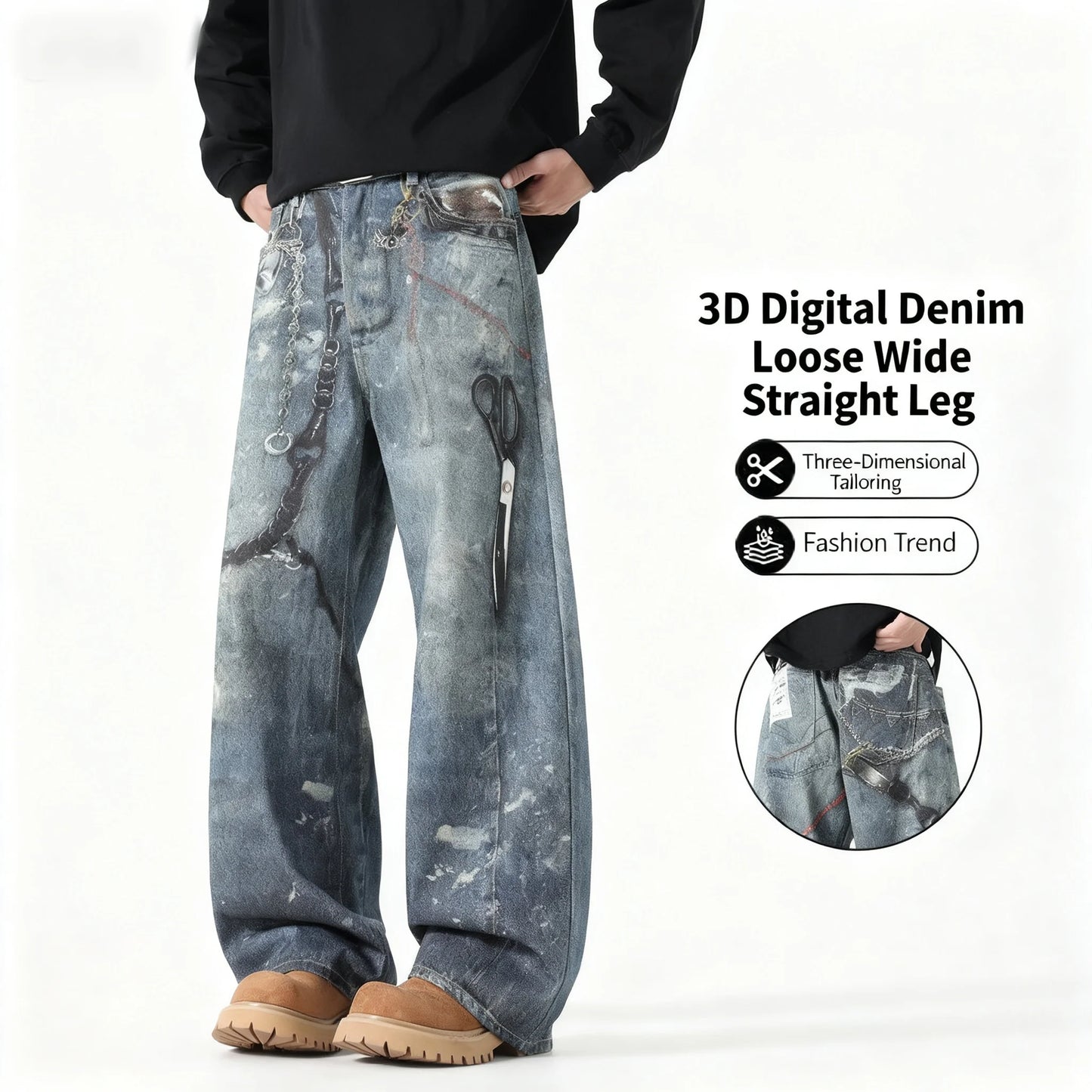 Men's Loose Wide-Leg Pants,