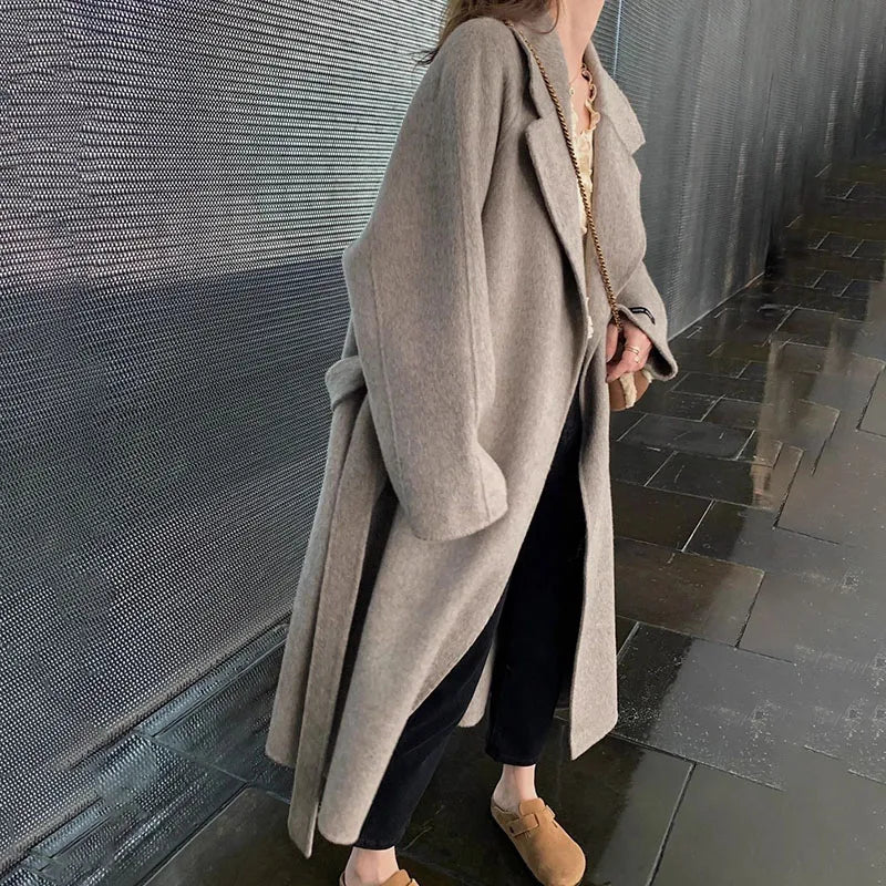 Women's Overcoat Loose Medium Long Double-sided Woolen Trenchcoat