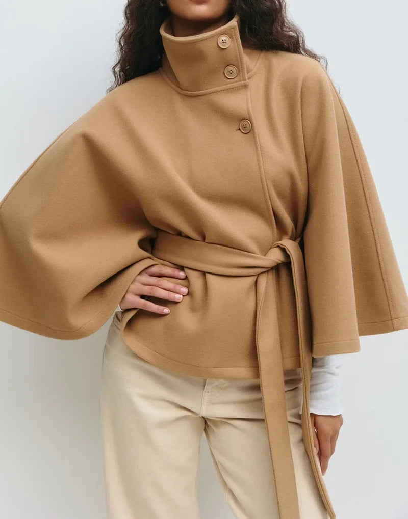 Women'S Slim Turtleneck Coat Short Solid Color Outerwear