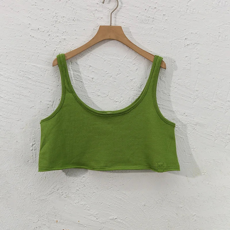 100% Cotton Tank Tops Women Sleeveless  Sexy Cropped Camisole