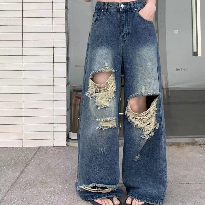 Casual Denim Jeans Vintage Straight Trousers