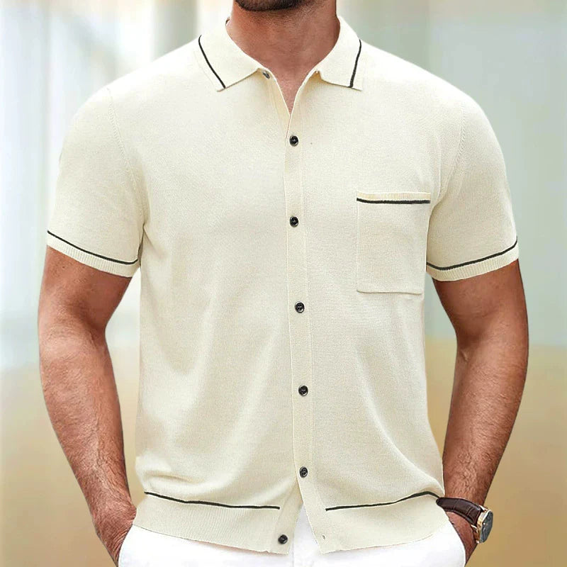 Jacquard Polo Shirts Man Knitwear Business Casual Summer  Viscose Elastic Silky Camisas