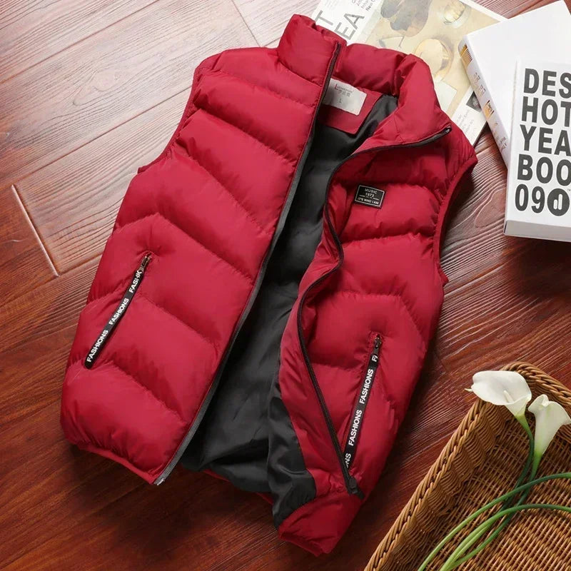 Puffer Sleeveless Coats Mens Solid Color Down Jacket