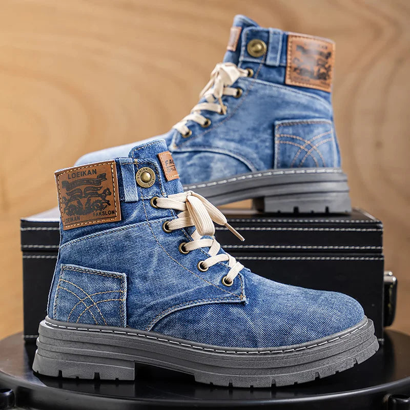 Men's high top denim boots