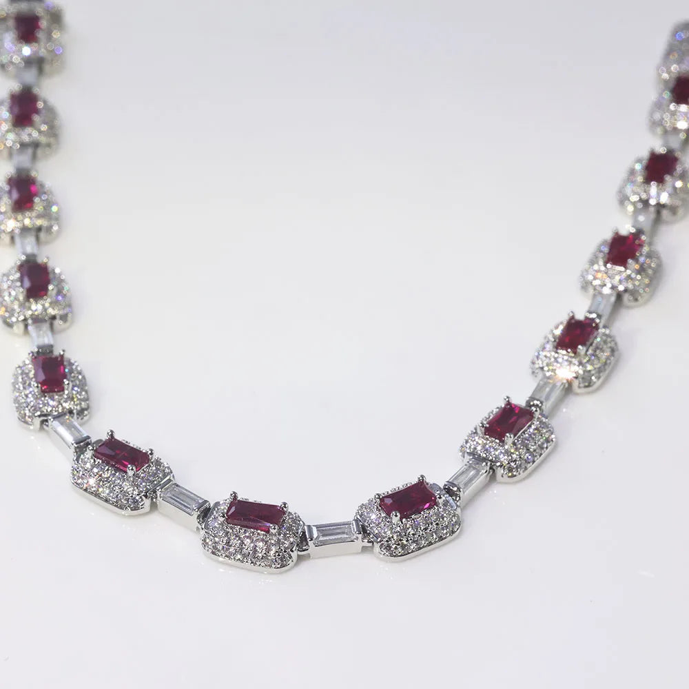 Women's Jewelry Silver Plated Red Diamond Gemstone Bracelet
