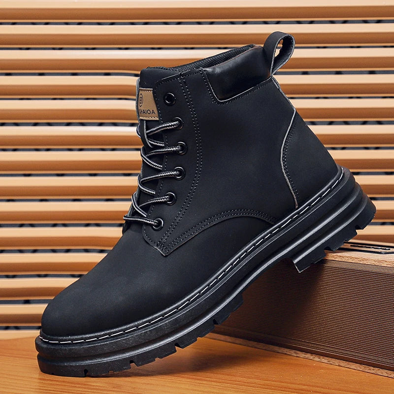 Men's Boots, Retro English-style Dark Brown Boots, Men's High-top Casual Sneakers