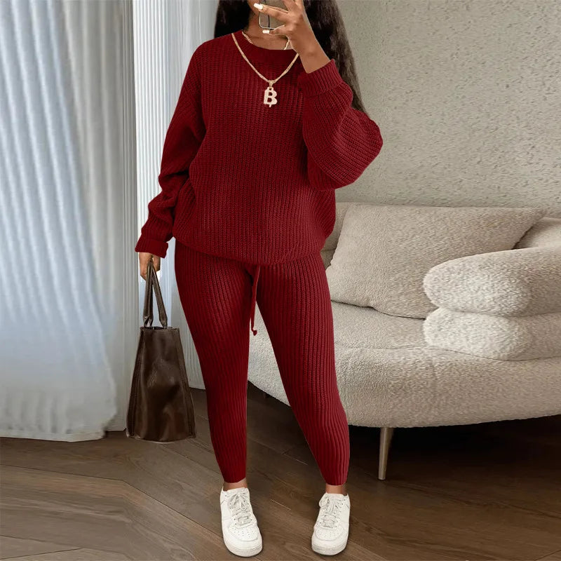 Knitted Sweater Two Piece Set For Women