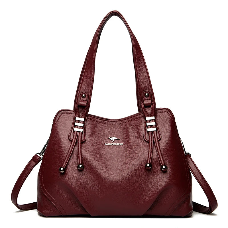 Genuine Soft Leather Handbags for Women Vintage Shoulder Tote Bag Luxury
