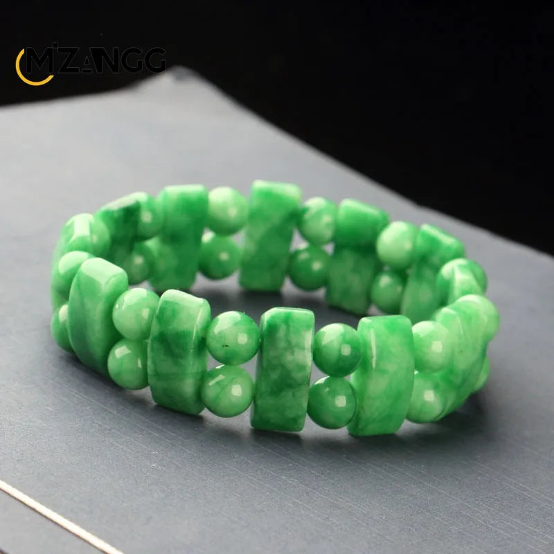 Natural Jade Dry Green Bracelet Necklace Hand-carved