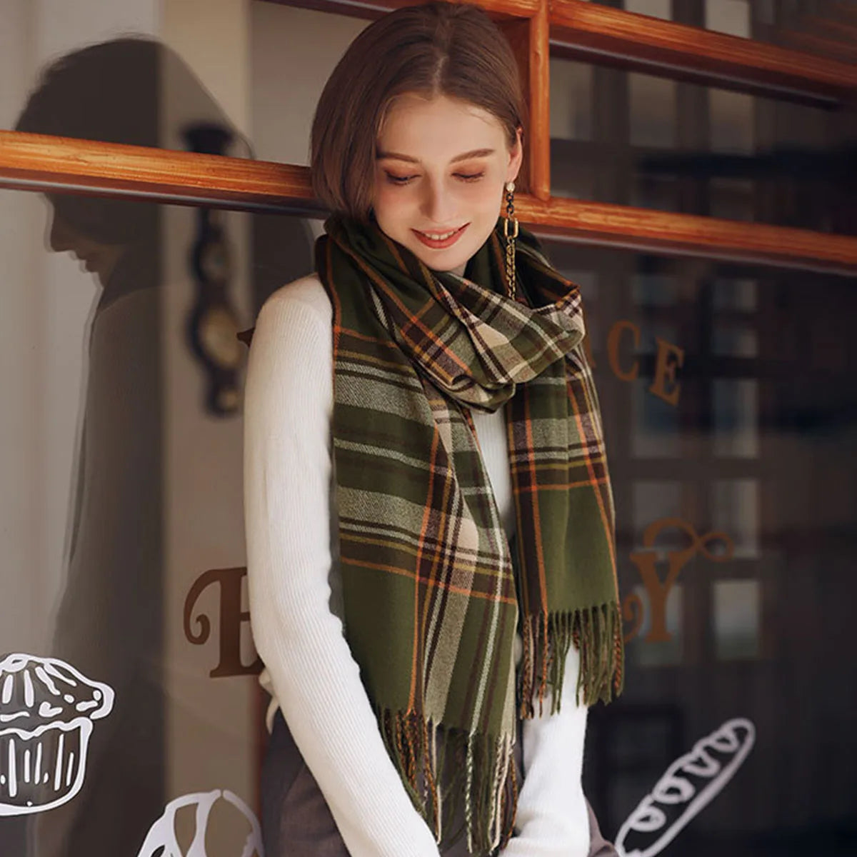 Tartan Warm Scarf Plaid, Soft Long Wrap Shawl