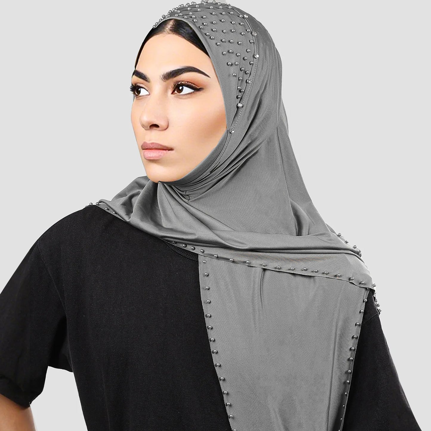 Ladies' beaded scarf, hooded elastic milk silk headband