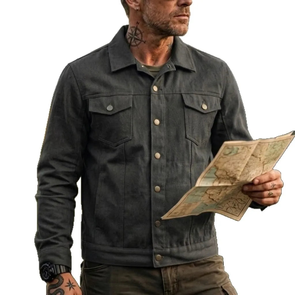 Men's Fashion Casual Jacket Washed Denim Top