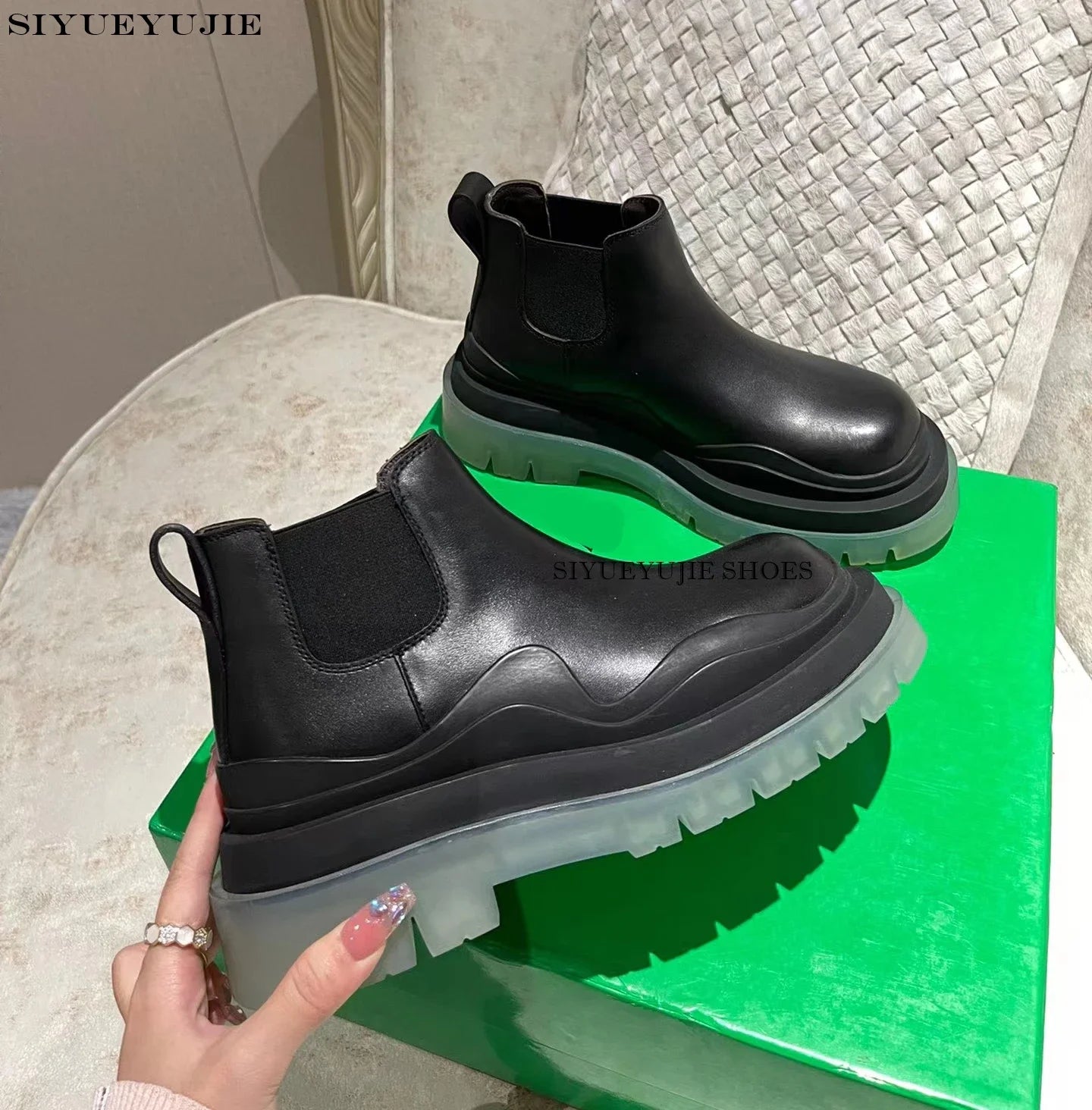 Chelsea Boots for Women Leather flat Ankle Booties
