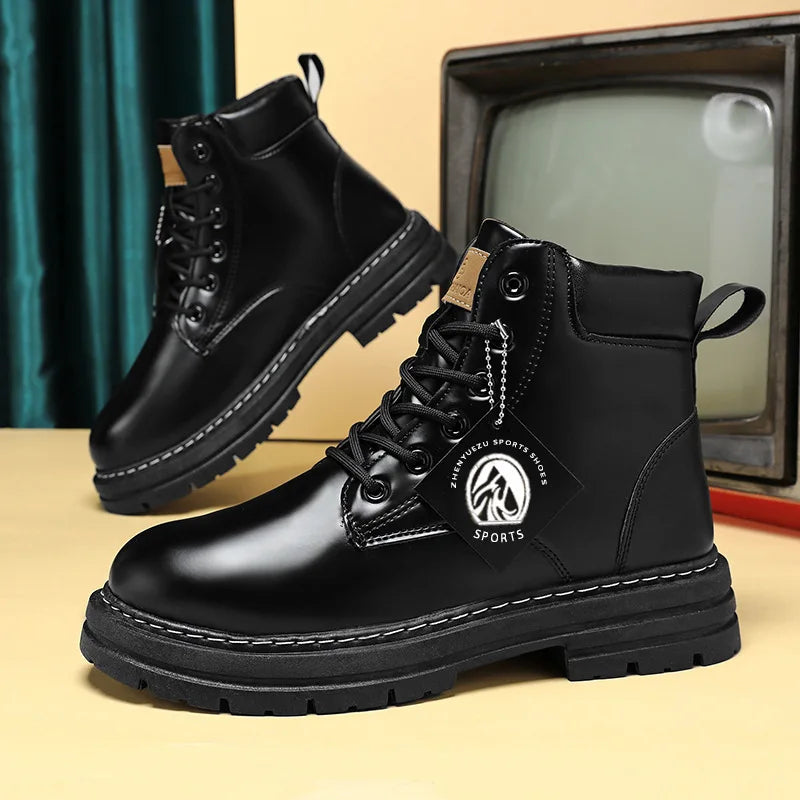 High Top Boots Men's Leather Shoes