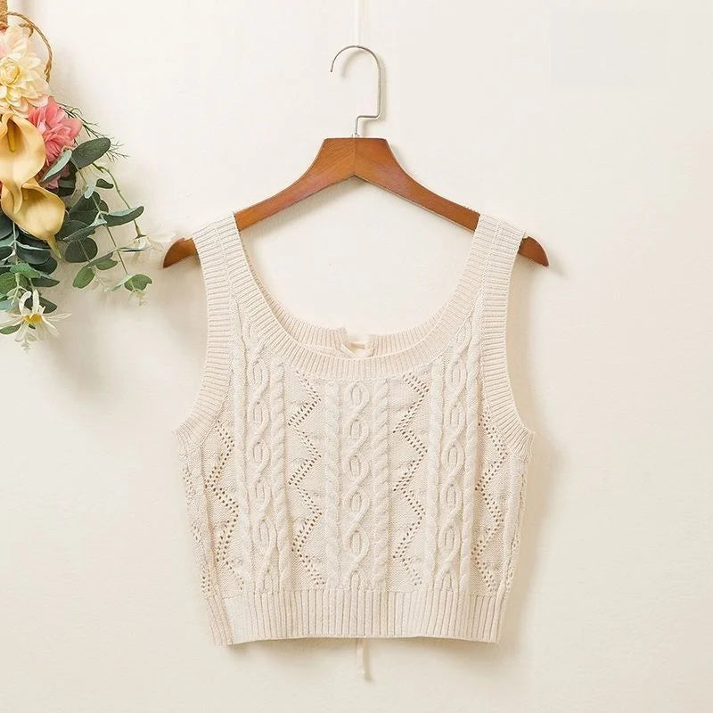 Women's Knitted Vest High Waist ort Sle Two-Sided Wear