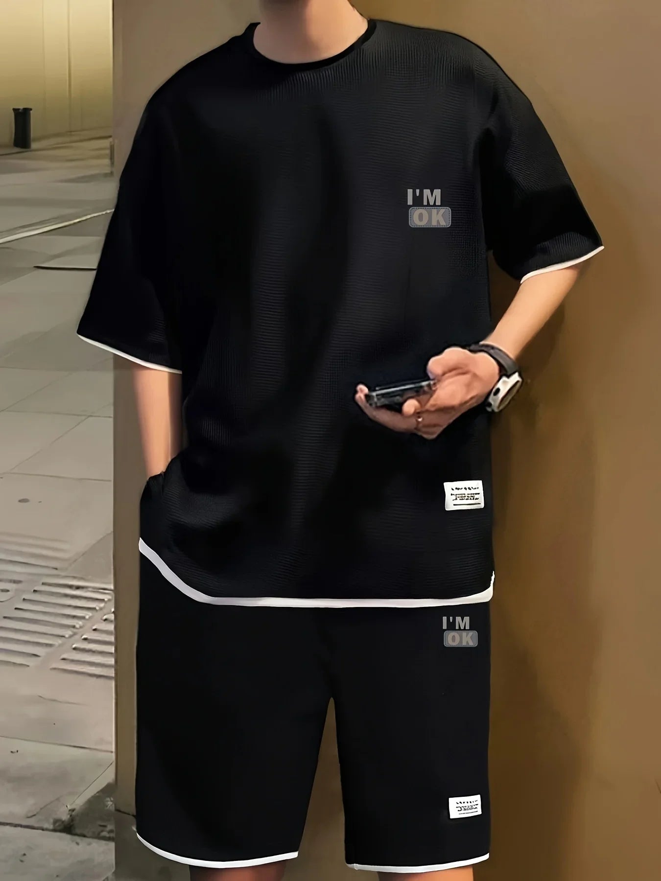 Men Summer Tracksuit Short T-Shirt +Shorts Set Sports Fashion Outfit