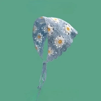 White Woven Floral Lace Hair Scarf Wraps