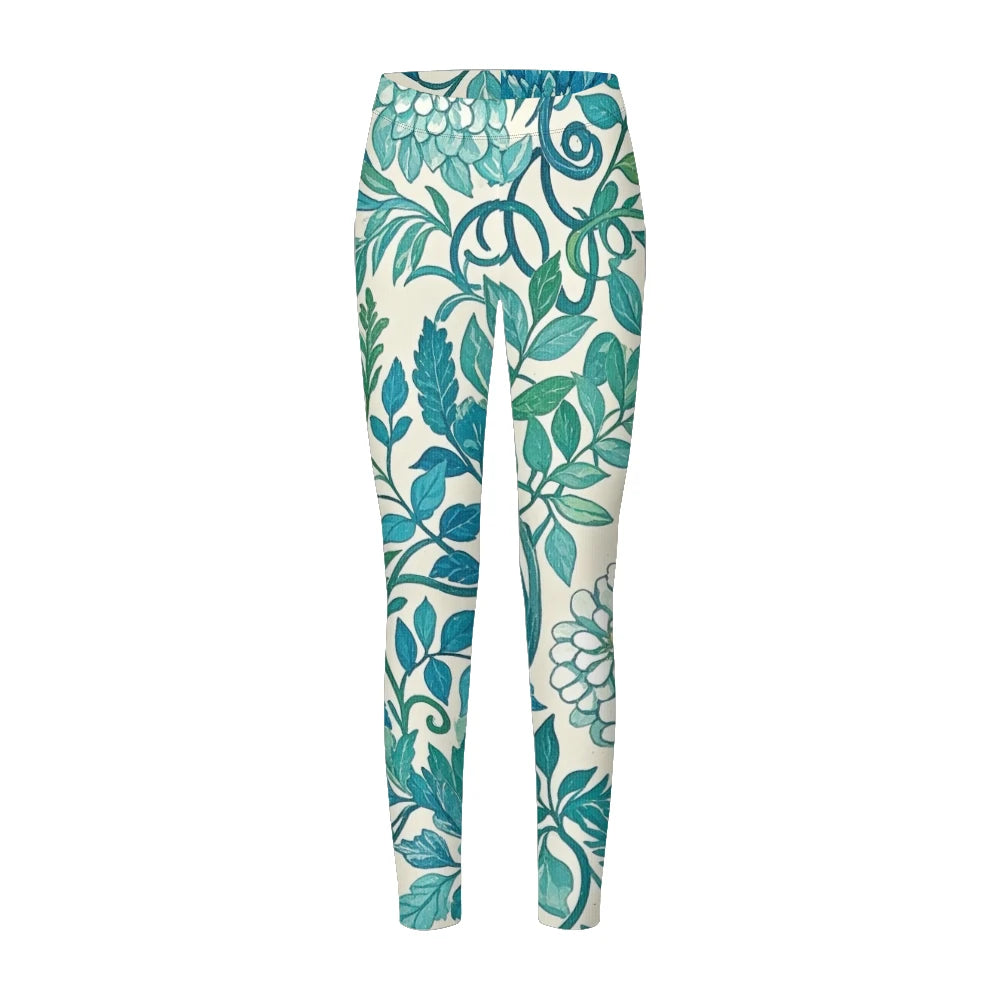 Women's High-Waisted Leggings with Botanical Print