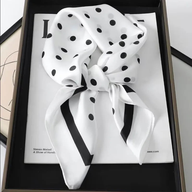 Luxury Lady Hair Dot Scarf  Silk Square Scarves